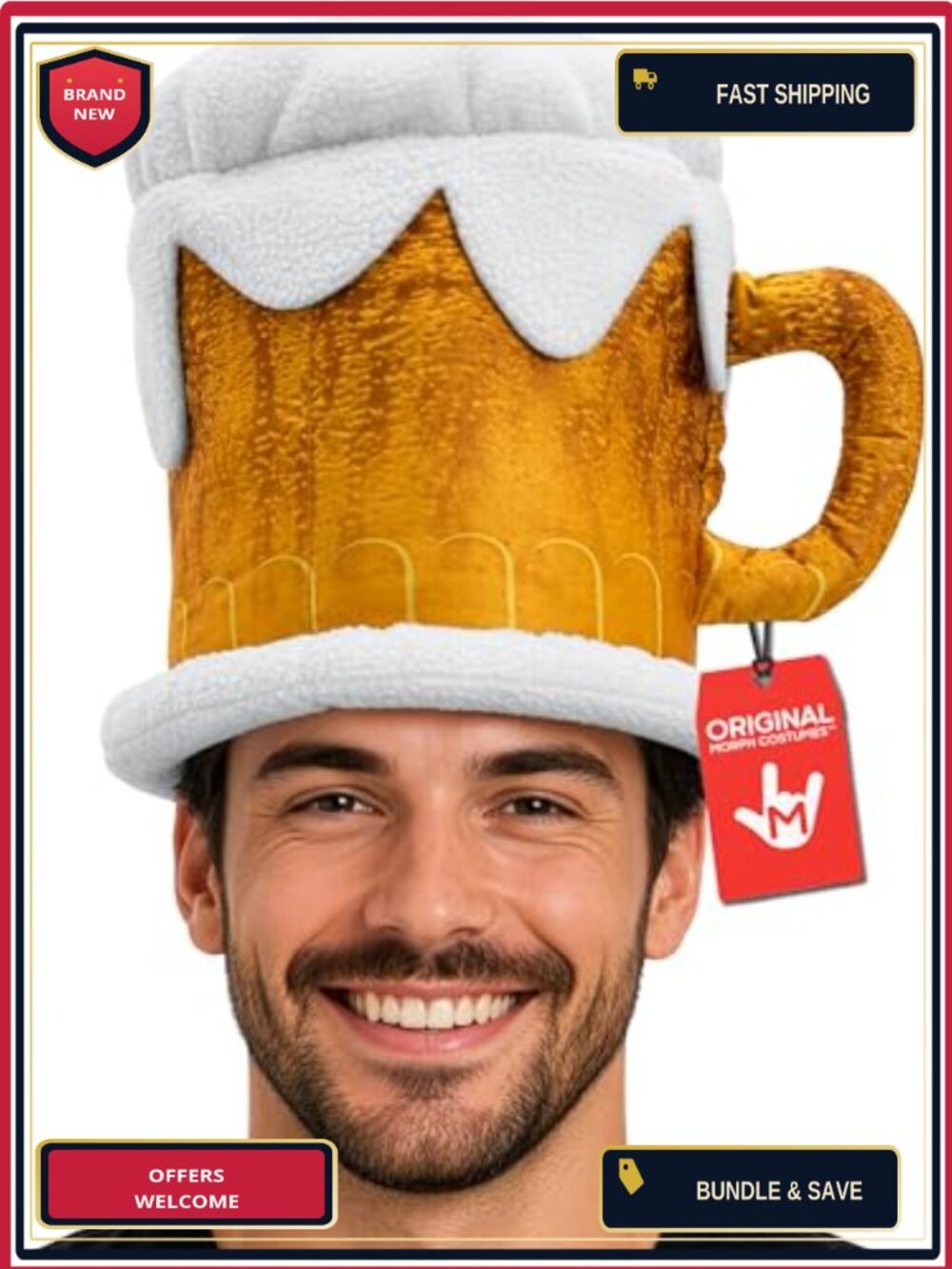 Plush Beer Mug Hat Novelty Costume Accessory for Parties